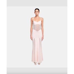 OW Collection Serenity Corset Sheer Maxi Dress PURPLE Lavender Womens Size Small